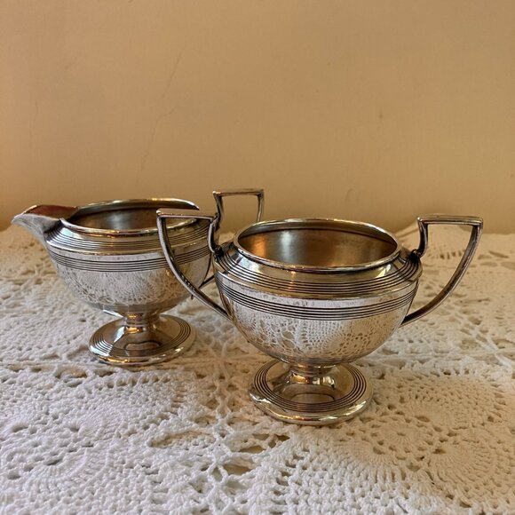 1920's Art Deco Forbes Warranted Creamer and Sugar Pattern 1016 - Picture 4 of 11